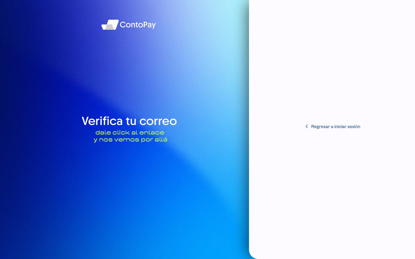 Pantalla Verifica tu correo de ContoPay web.